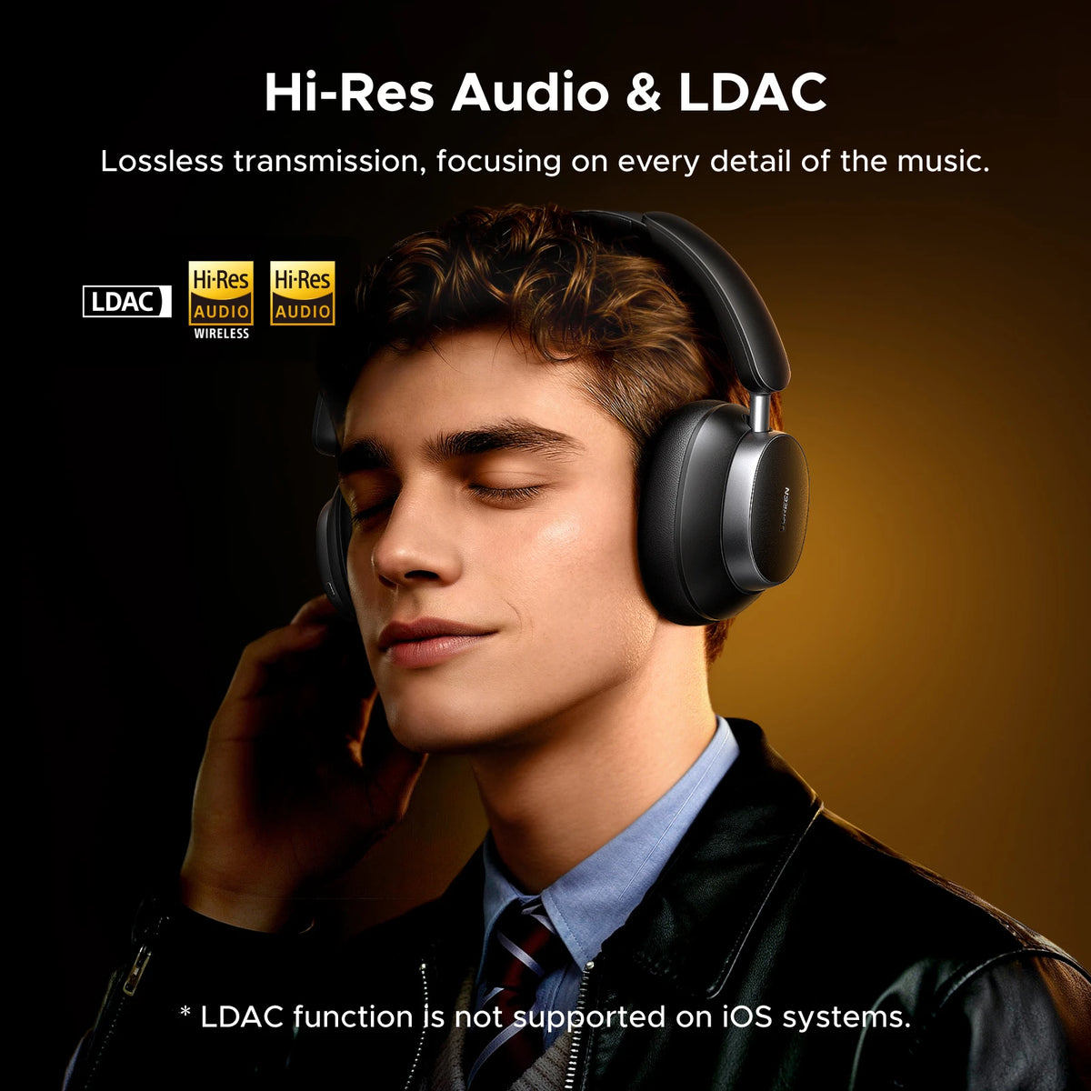UGREEN Studio Pro 48dB ANC Wireless Headphones Over Ear Bluetooth Earphones Active Noise Cancellation Hi-Res LDAC 120h Playtime